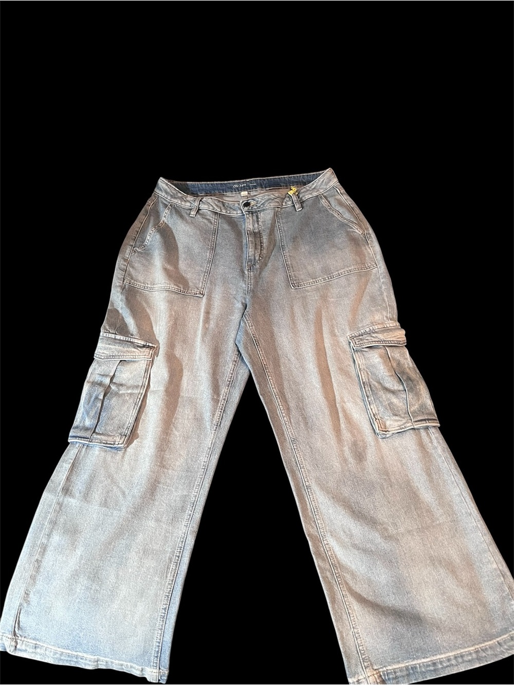 Old Navy Light Wash Gray/Blue Wide Leg Cargo Jeans
